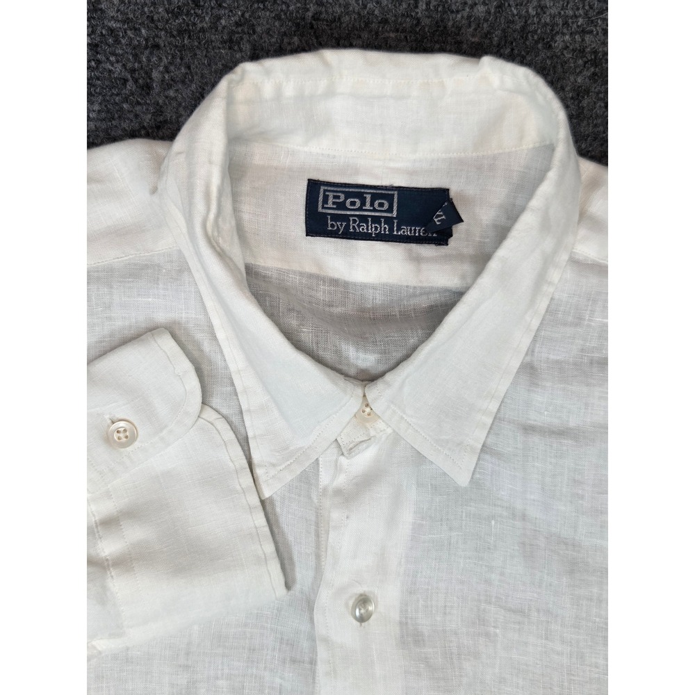 Polo Ralph Lauren Linen Shirt Mens XL White Long Sleeve Button Down